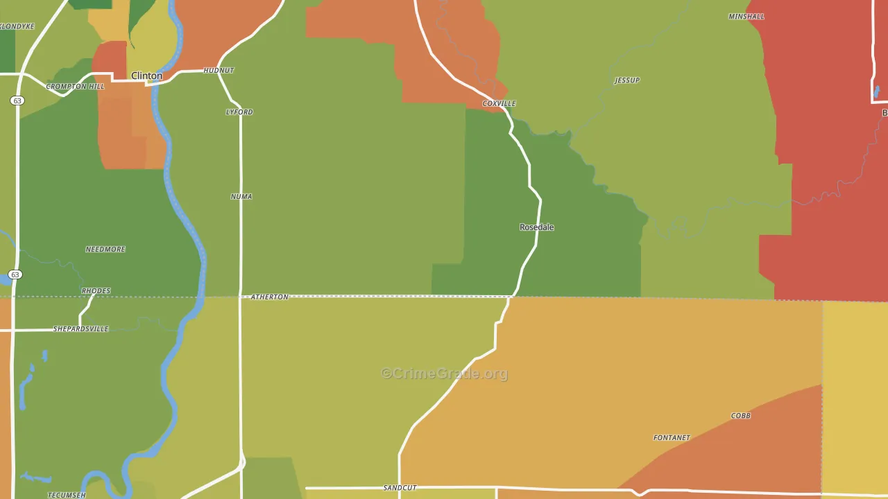 Rosedale, IN Map of Vandalism Rates