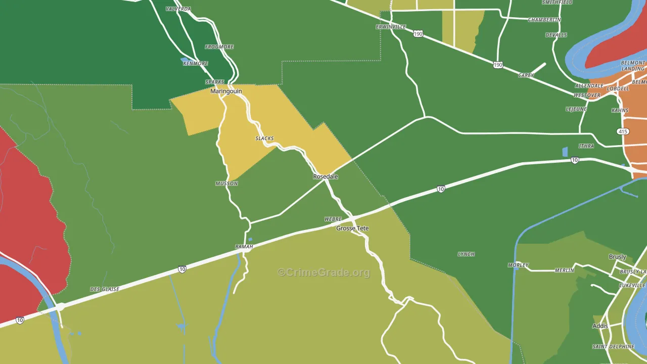 Rosedale, LA Map of Vandalism Rates