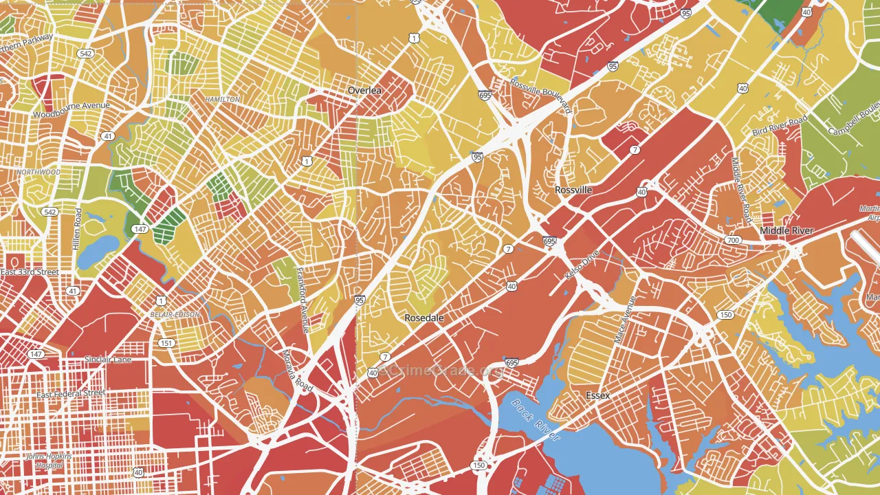 Rosedale, MD Map of Vandalism Rates