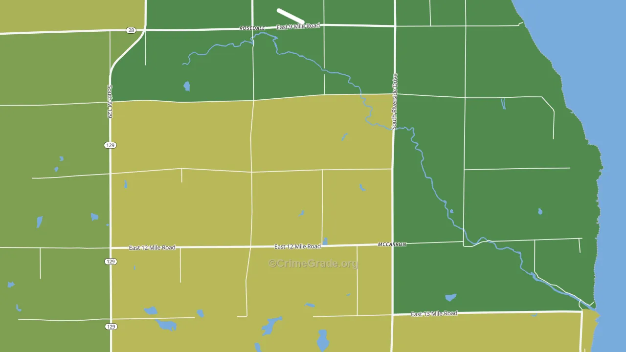 Rosedale, MI Map of Vandalism Rates