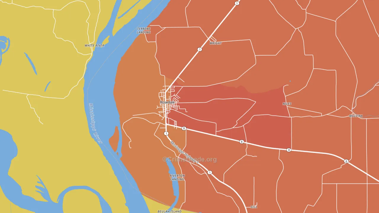 Rosedale, MS Map of Vandalism Rates