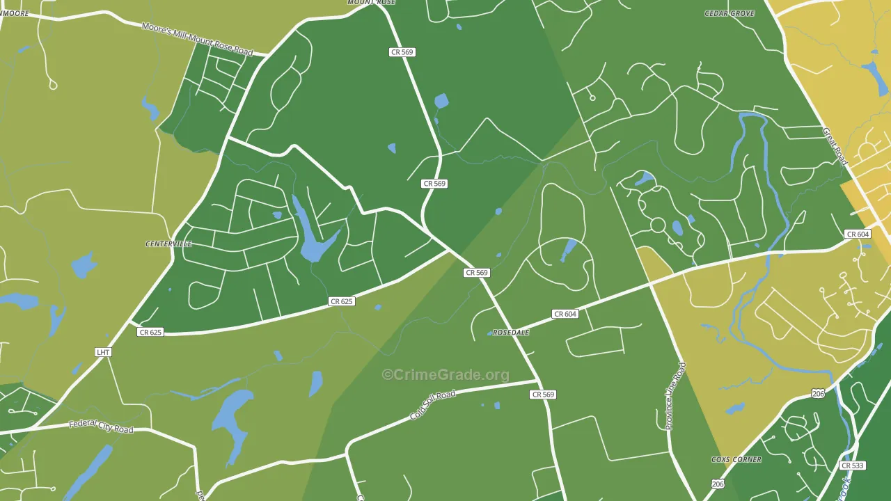 Rosedale, NJ Map of Vandalism Rates