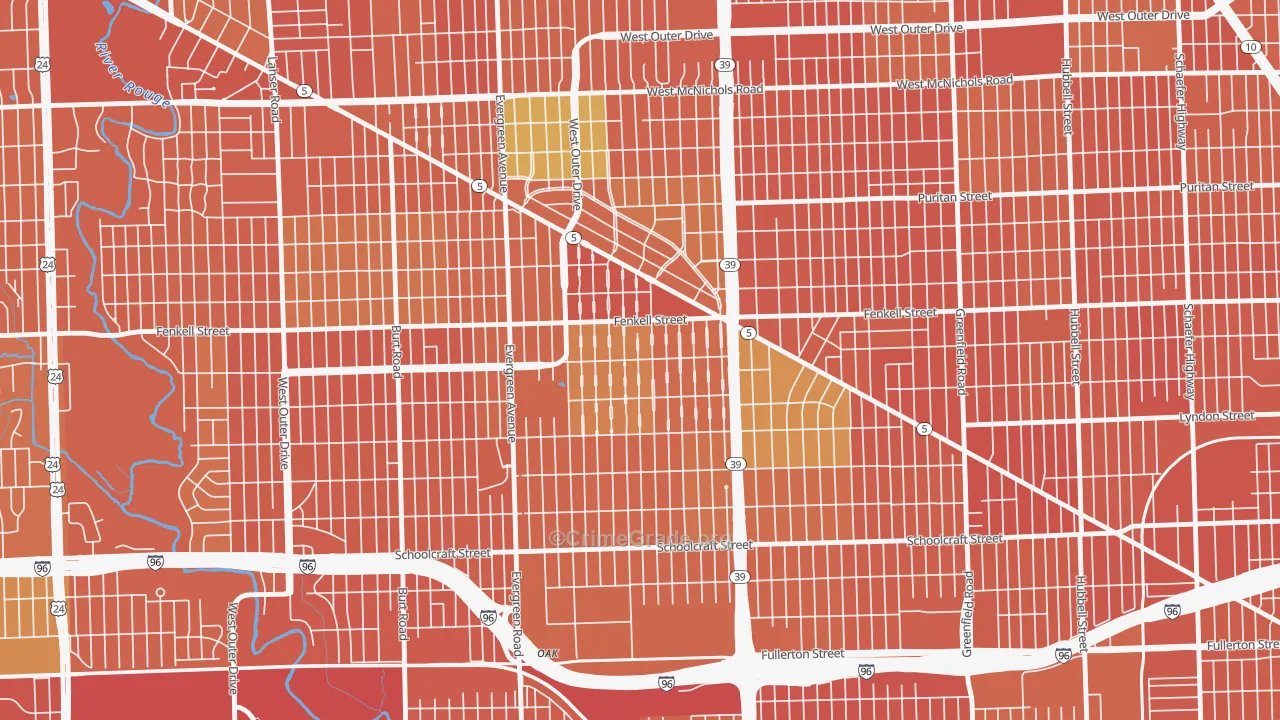 Rosedale Park, Detroit, MI Map of Vandalism Rates