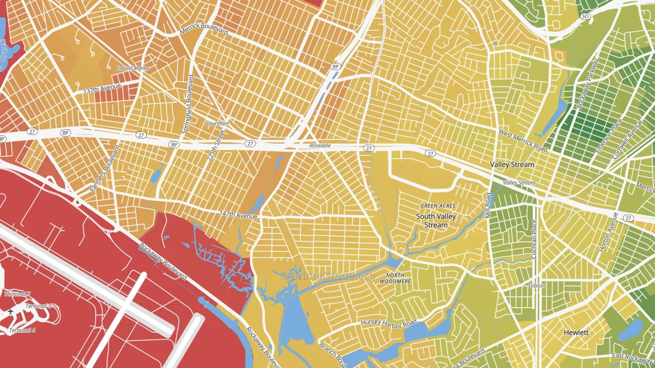 Rosedale, Queens, NY Map of Vandalism Rates