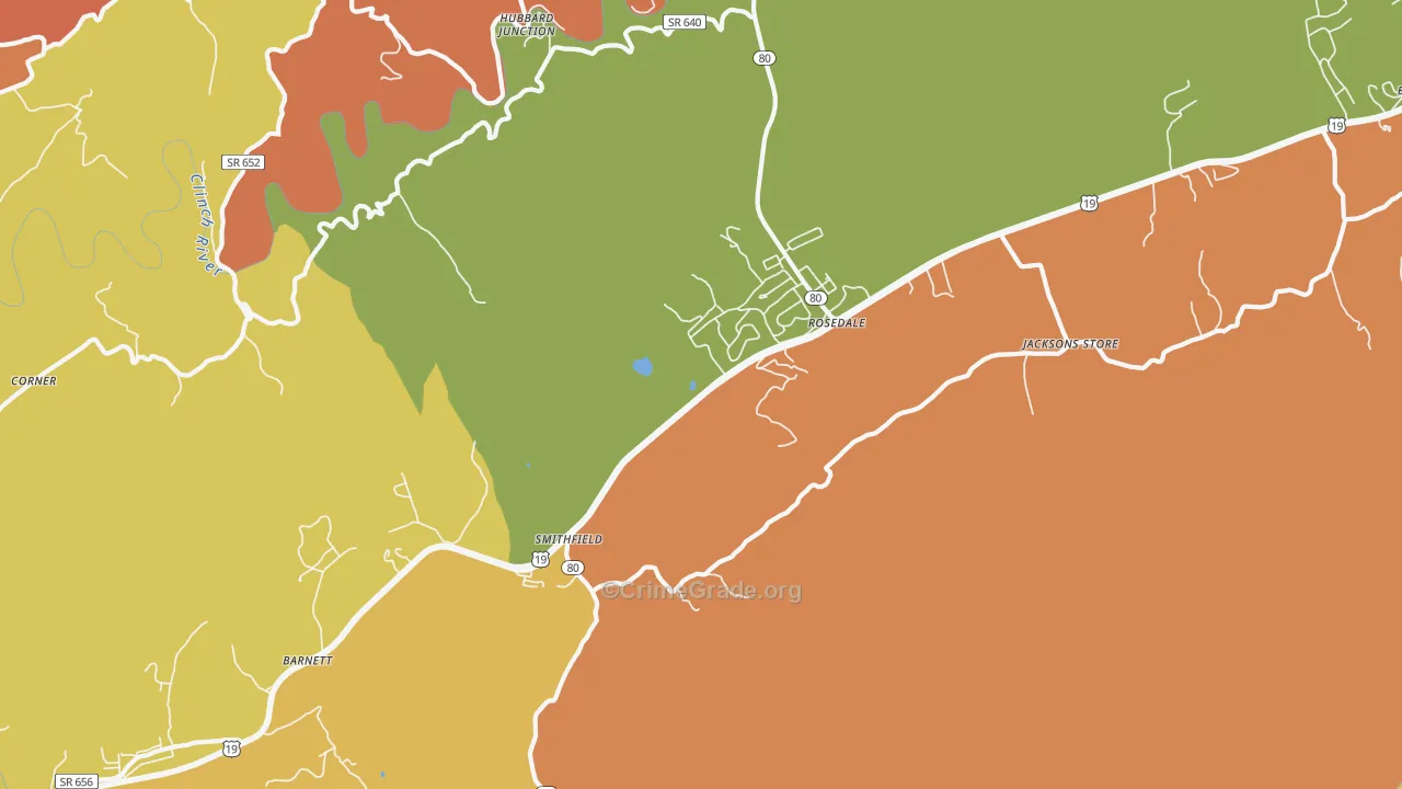 Rosedale, VA Map of Vandalism Rates