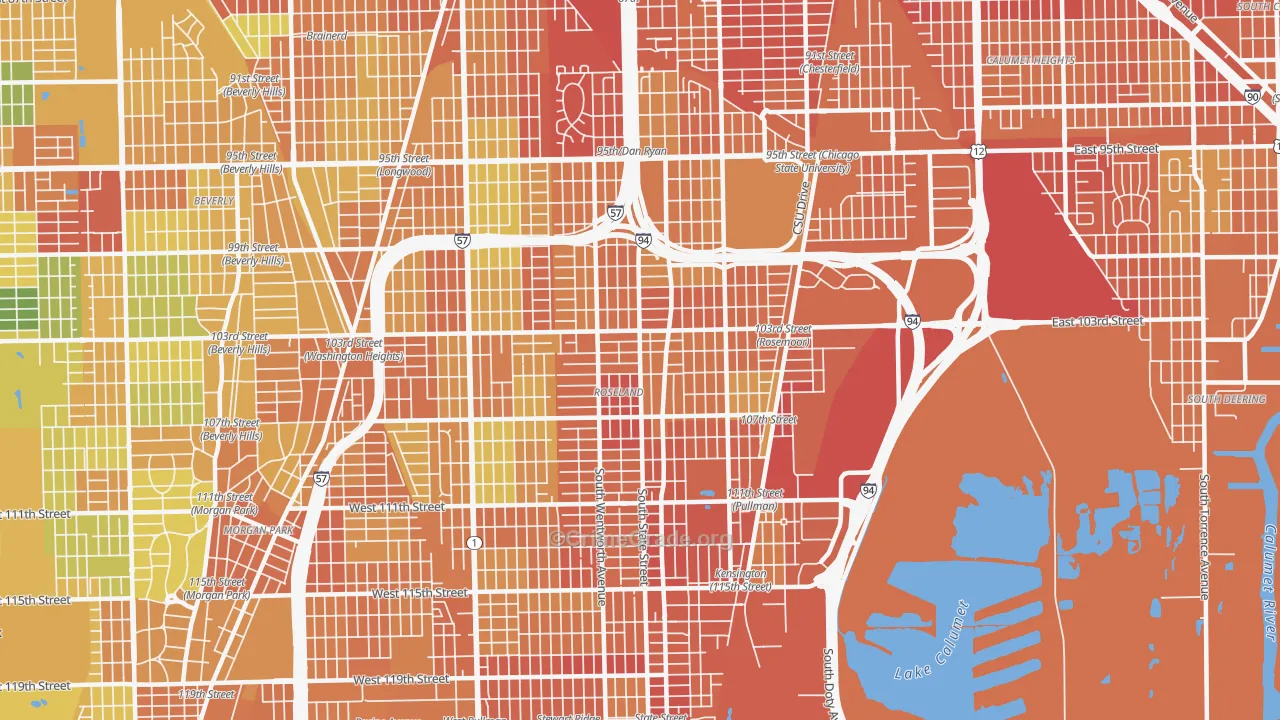 Roseland, Chicago, IL Map of Vandalism Rates