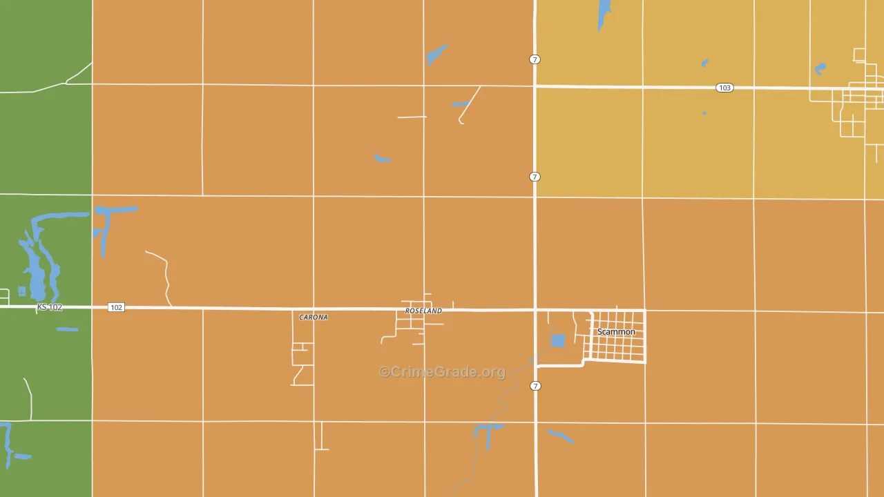 Roseland, KS Map of Vandalism Rates