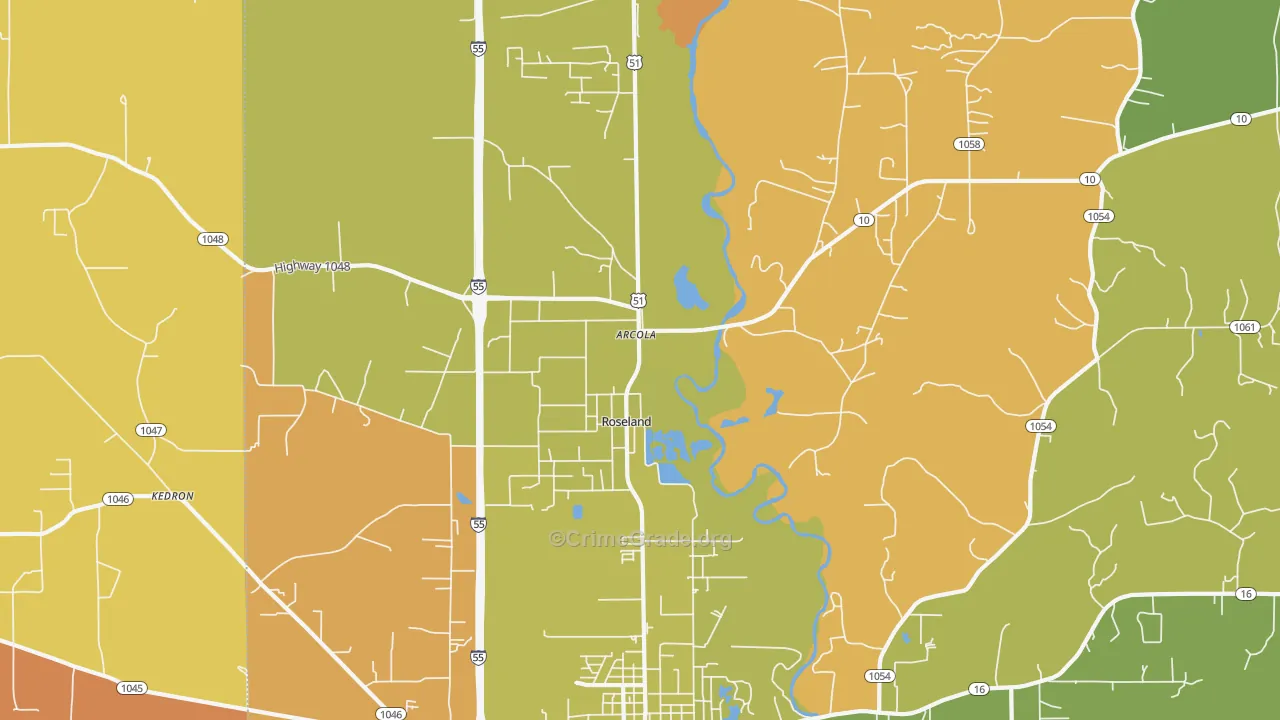 Roseland, LA Map of Vandalism Rates