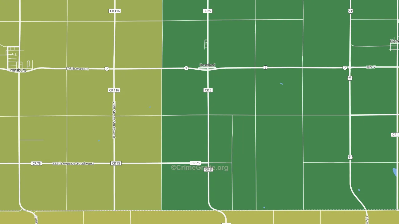 Roseland, MN Map of Vandalism Rates