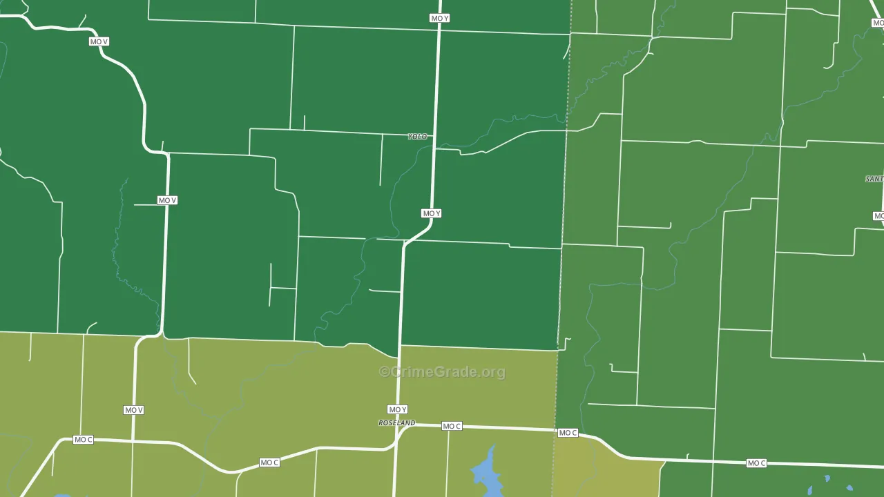 Roseland, MO Map of Vandalism Rates