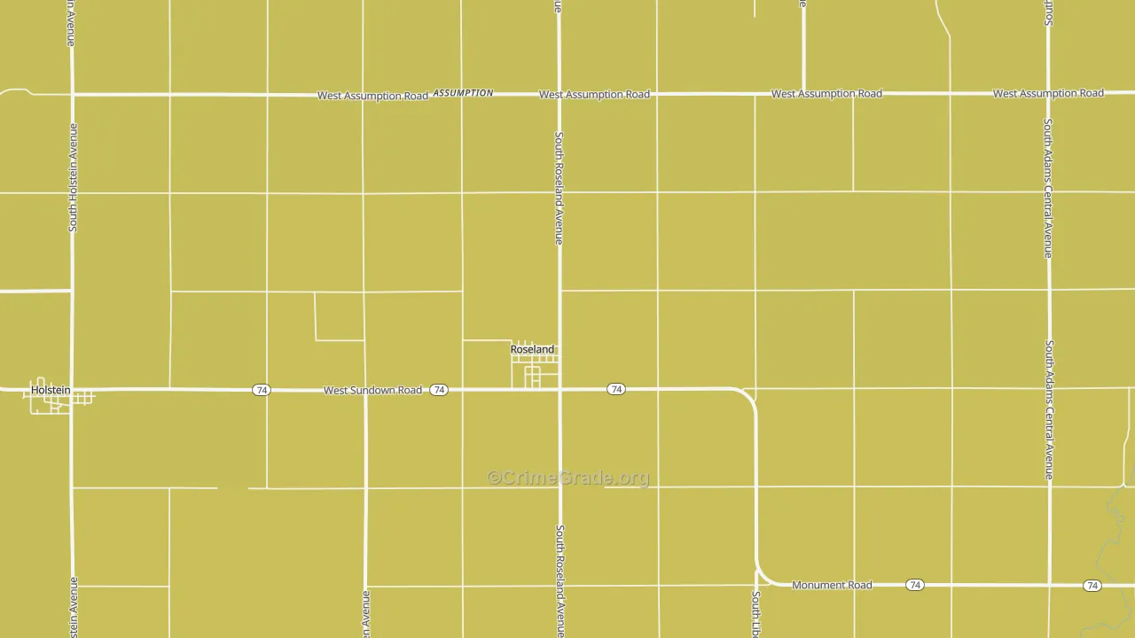 Roseland, NE Map of Vandalism Rates