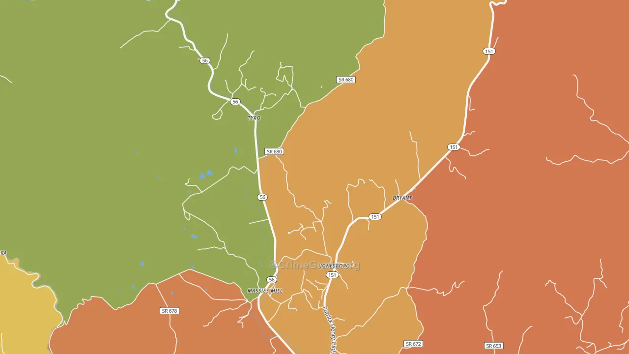 Roseland, VA Map of Vandalism Rates