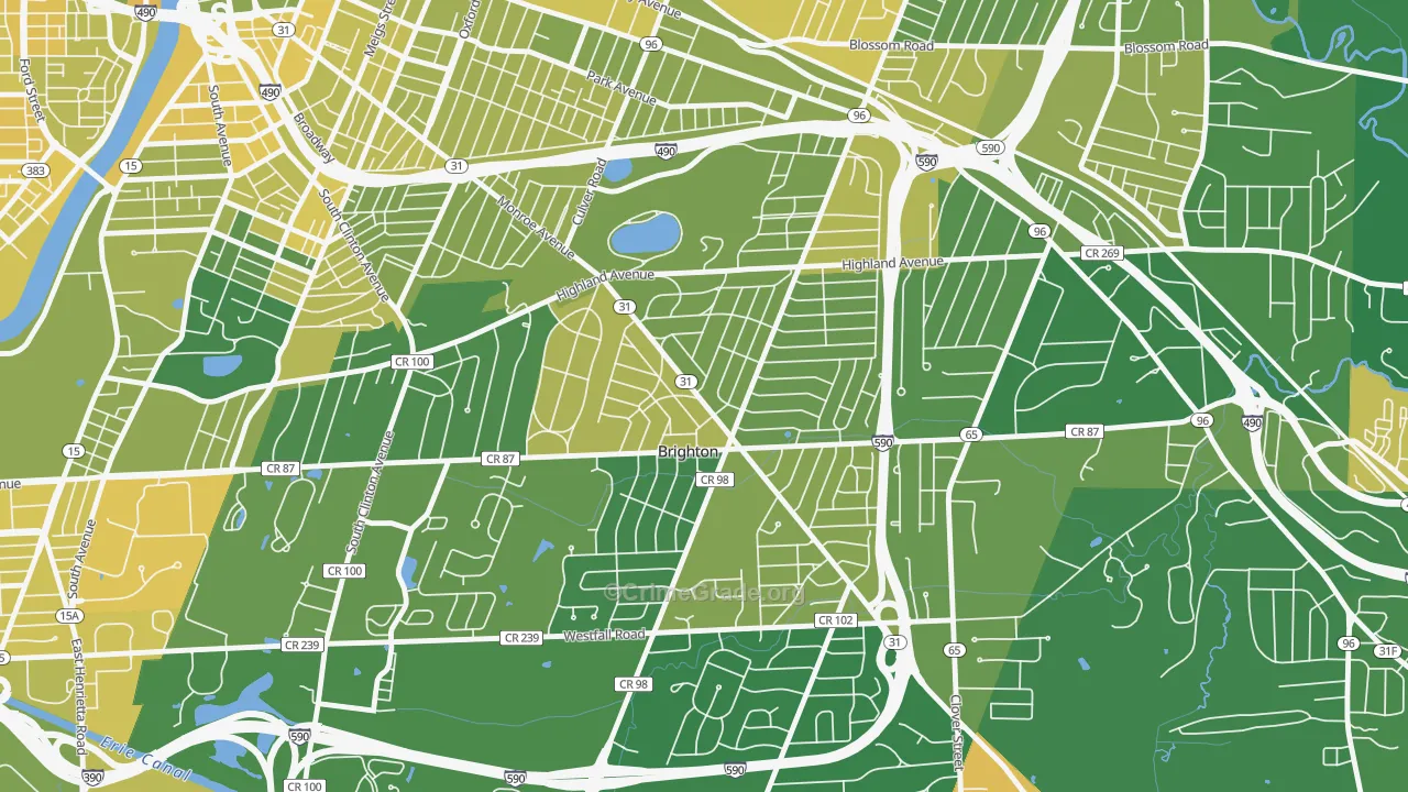 Roselawn, Brighton, NY Map of Vandalism Rates