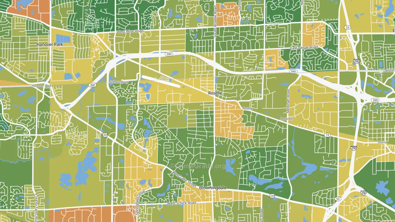 Roselle, IL Map of Vandalism Rates