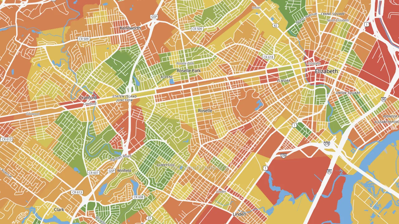 Roselle, NJ Map of Vandalism Rates