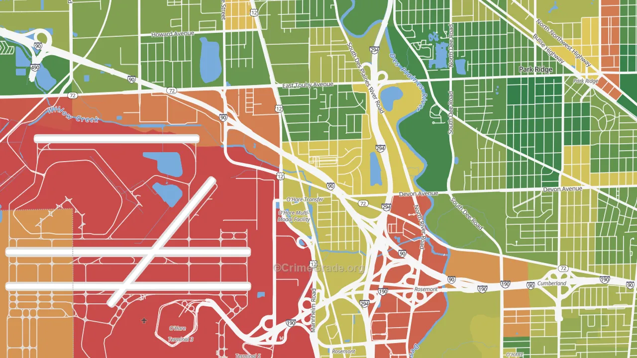 Rosemont, IL Map of Vandalism Rates
