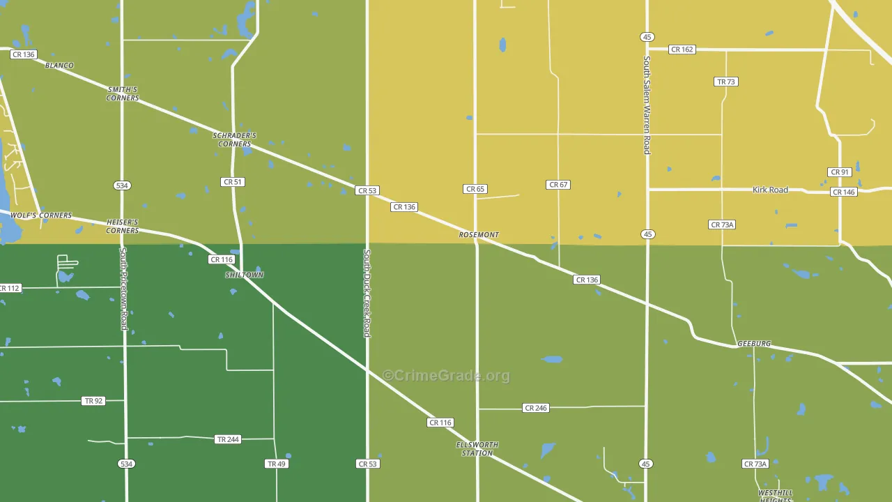 Rosemont, OH Map of Vandalism Rates
