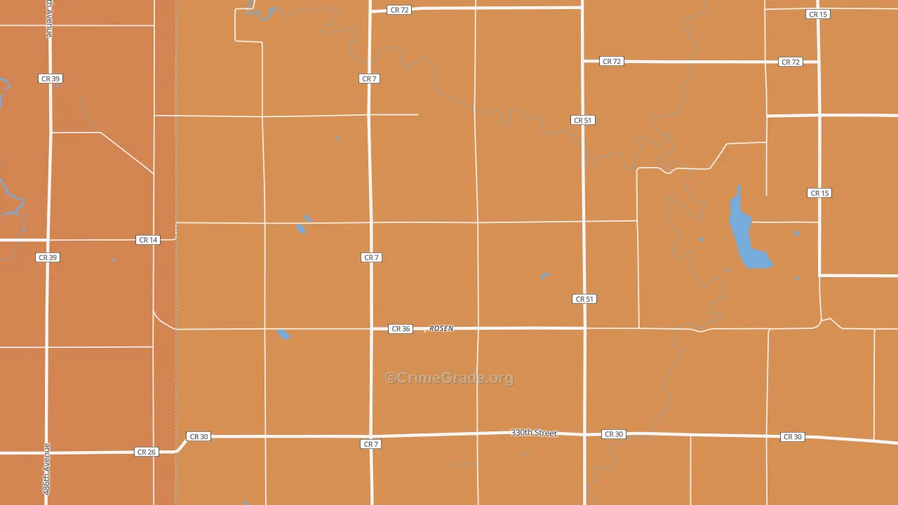 Rosen, MN Map of Vandalism Rates