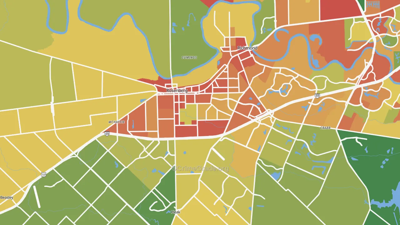 Rosenberg, TX Map of Vandalism Rates