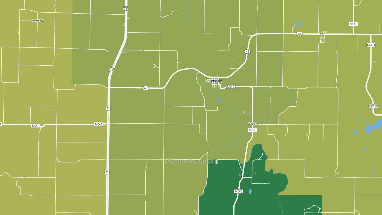 Rosendale, MO Map of Vandalism Rates