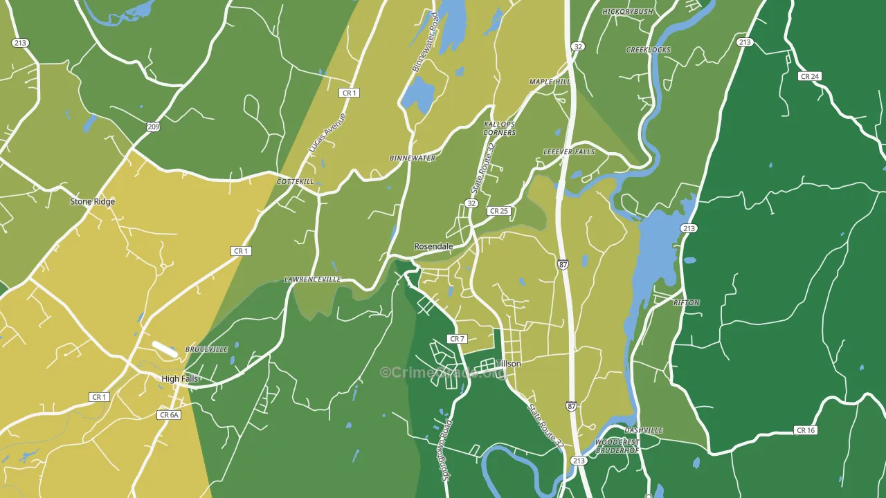 Rosendale, NY Map of Vandalism Rates