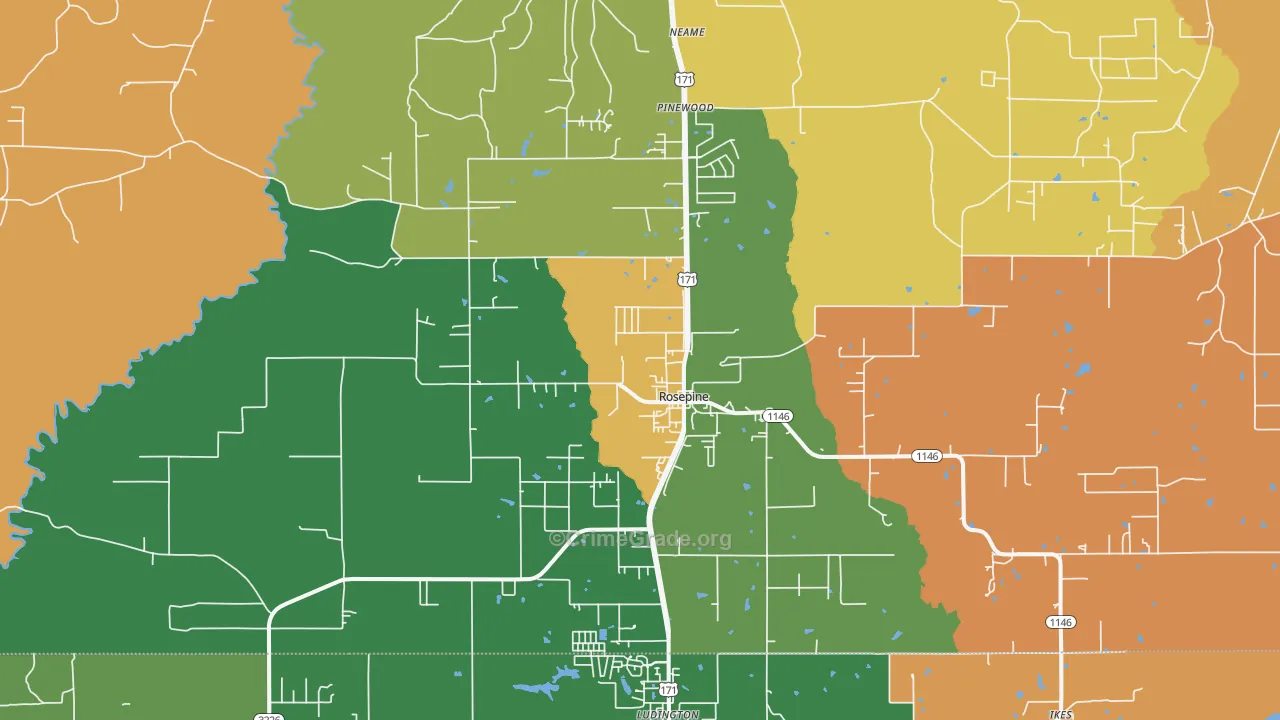 Rosepine, LA Map of Vandalism Rates