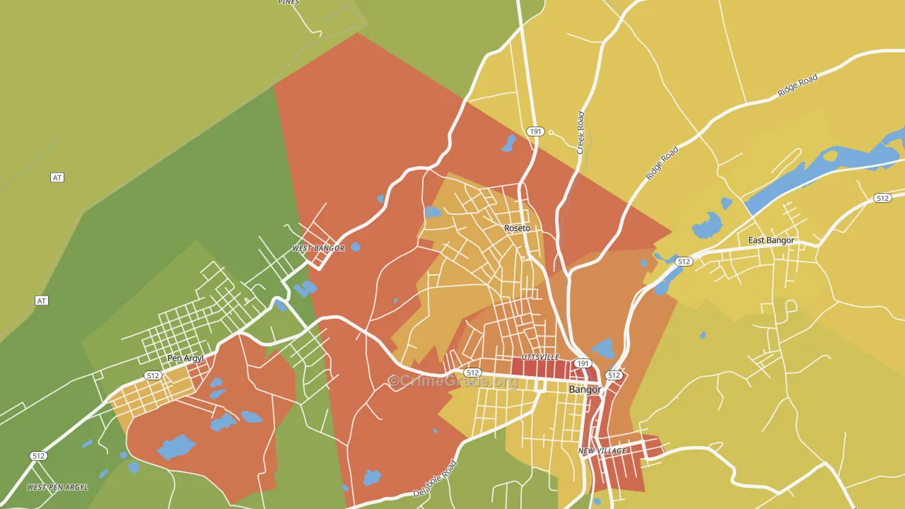 Roseto, PA Map of Vandalism Rates
