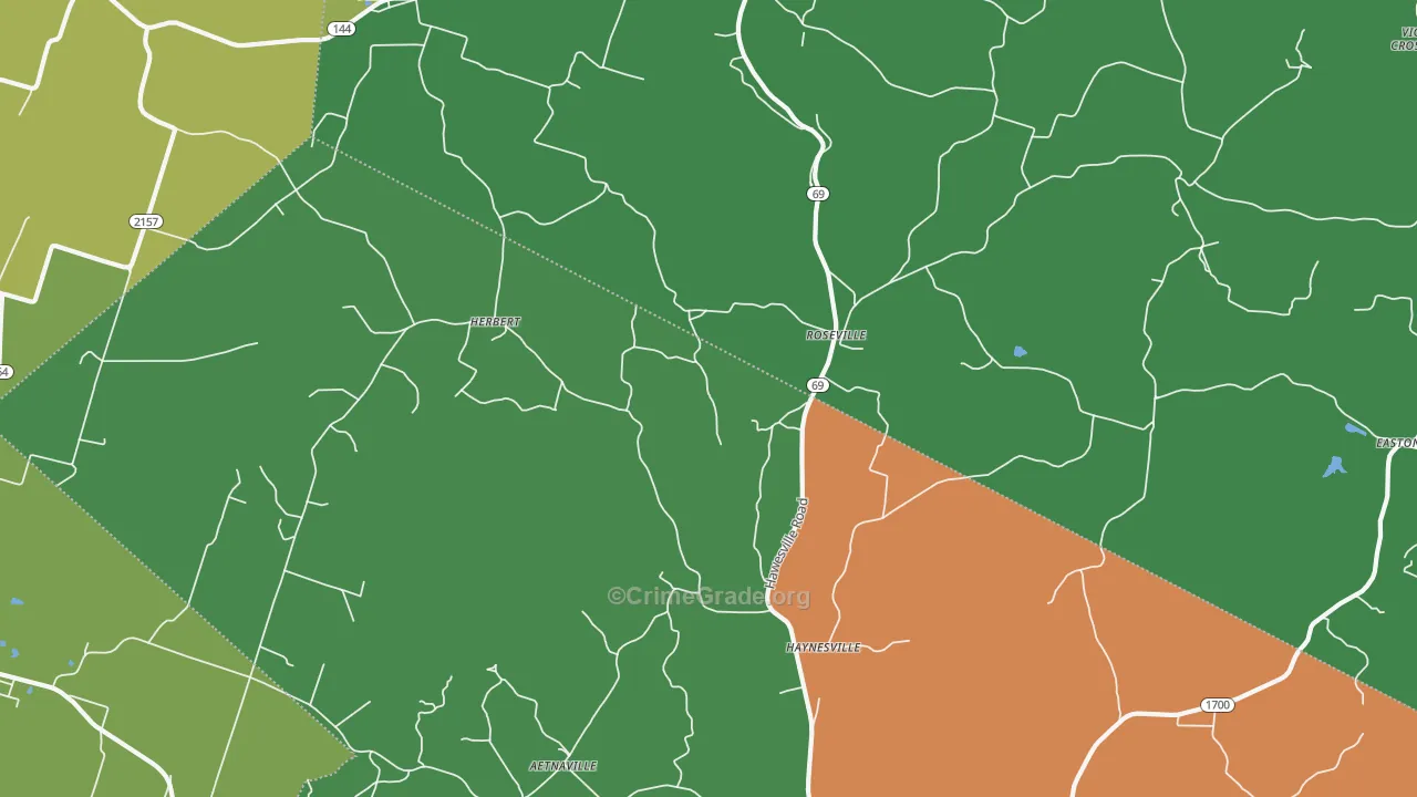 Roseville, KY Map of Vandalism Rates