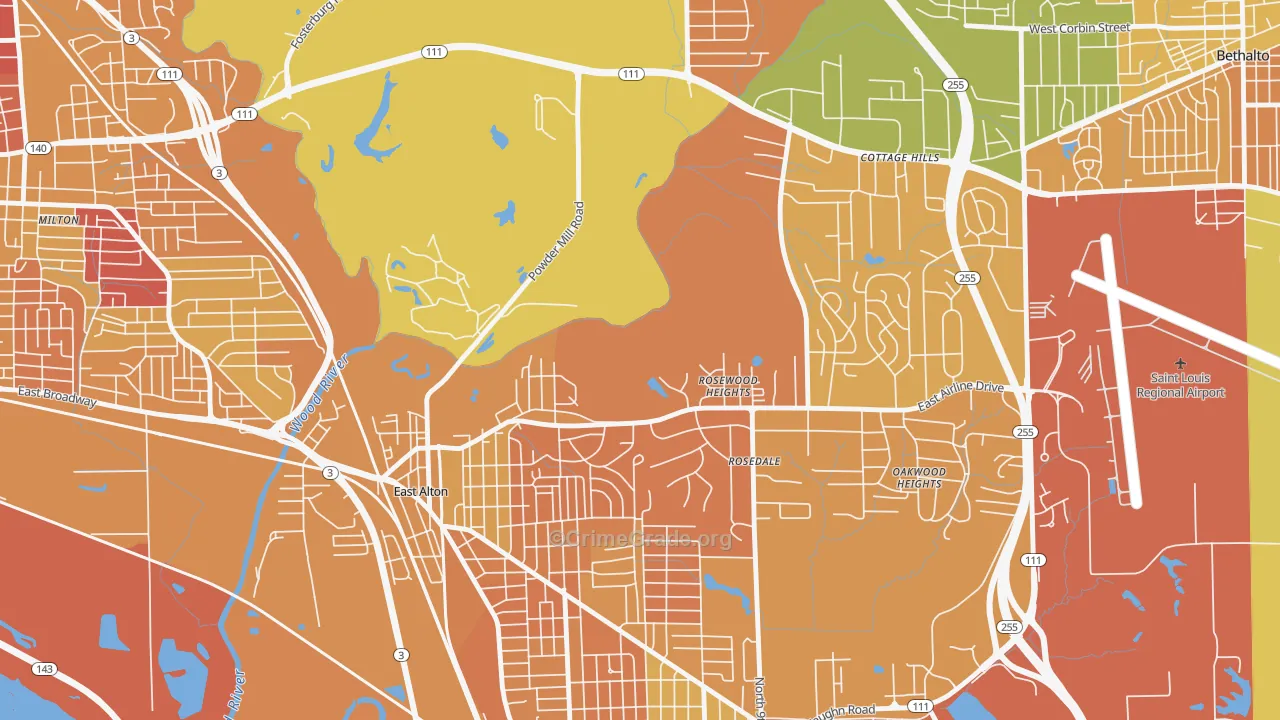 Rosewood Heights, IL Map of Vandalism Rates