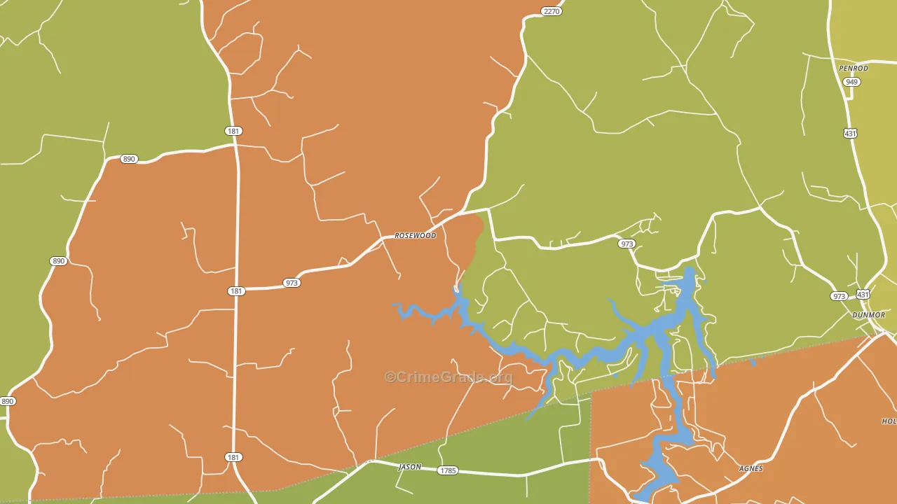 Rosewood, KY Map of Vandalism Rates