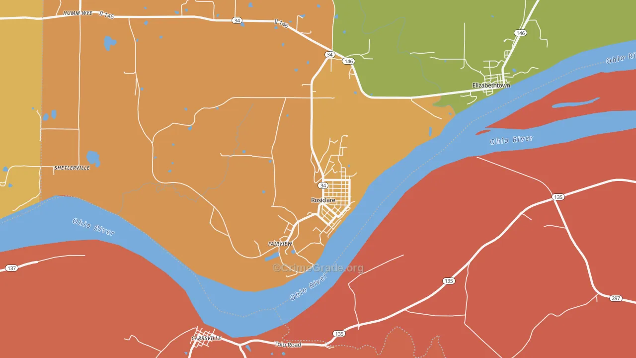 Rosiclare, IL Map of Vandalism Rates