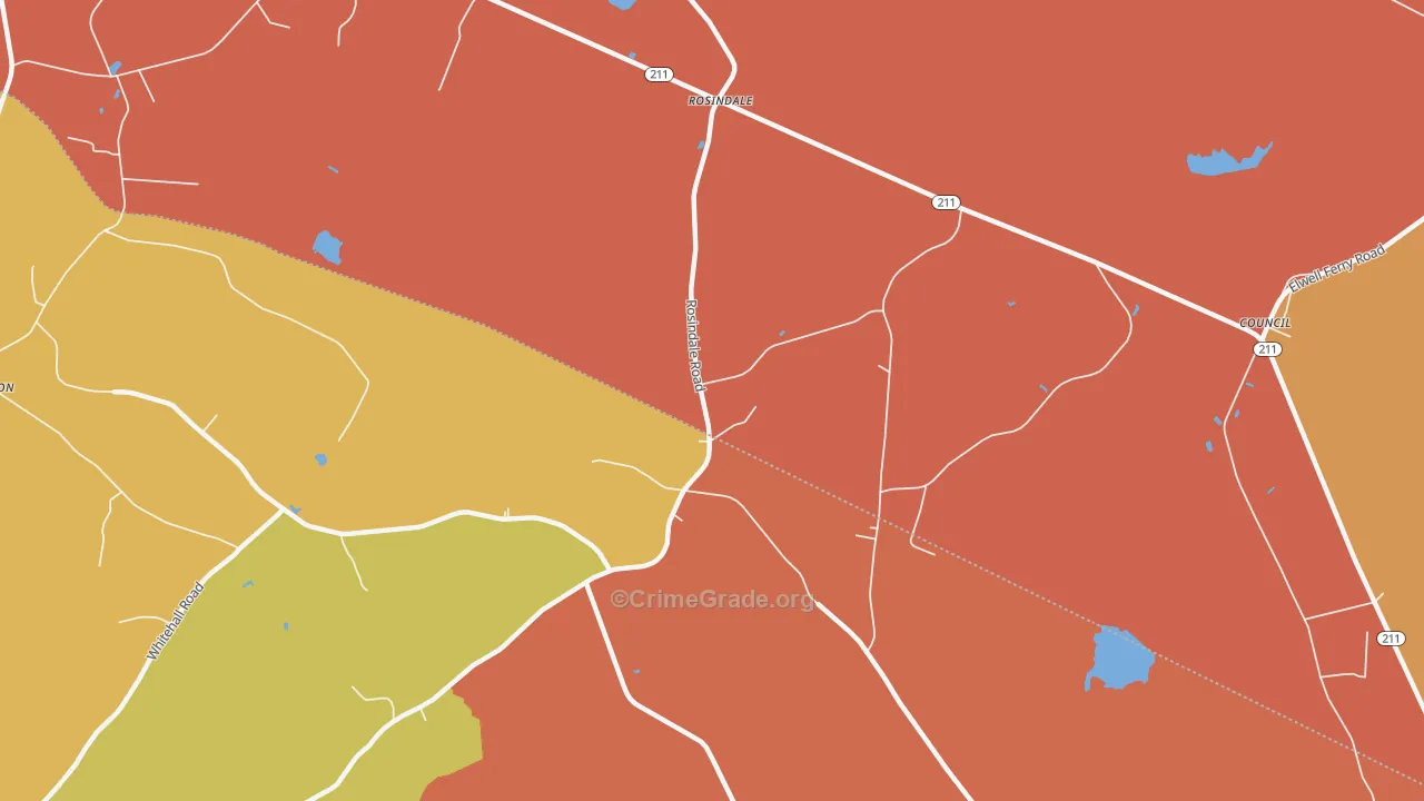 Rosindale, NC Map of Vandalism Rates