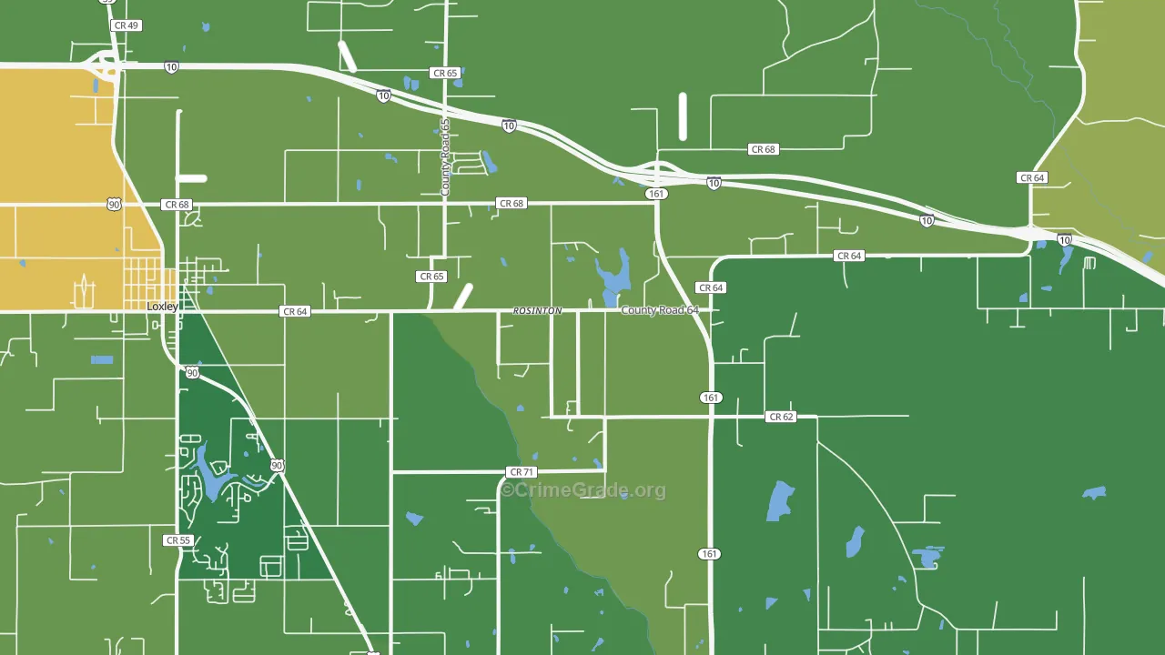 Rosinton, AL Map of Vandalism Rates