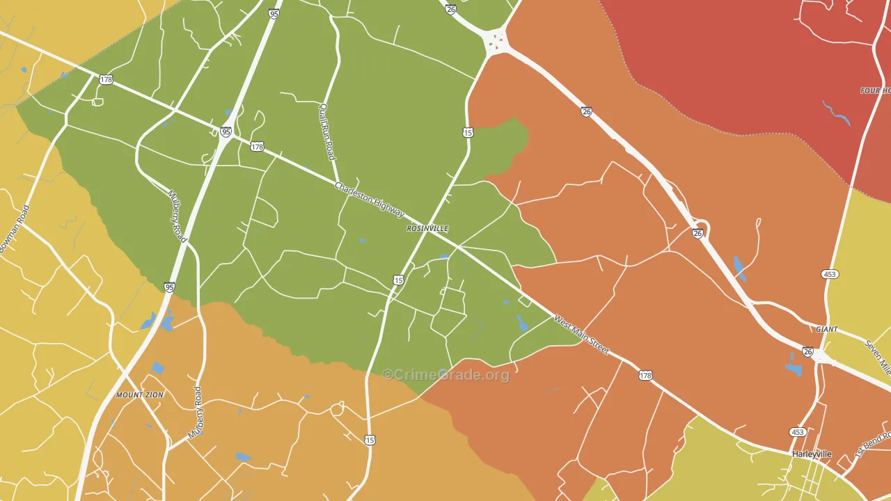 Rosinville, SC Map of Vandalism Rates
