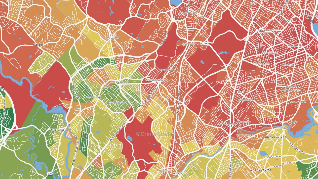 Roslindale, MA Map of Vandalism Rates