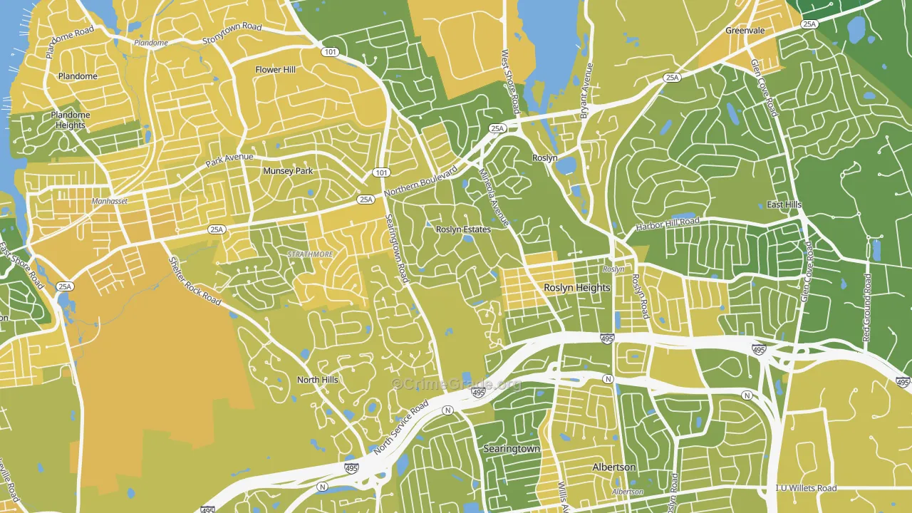 Roslyn Estates, NY Map of Vandalism Rates