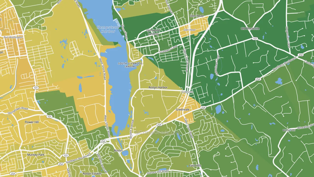 Roslyn Harbor, NY Map of Vandalism Rates