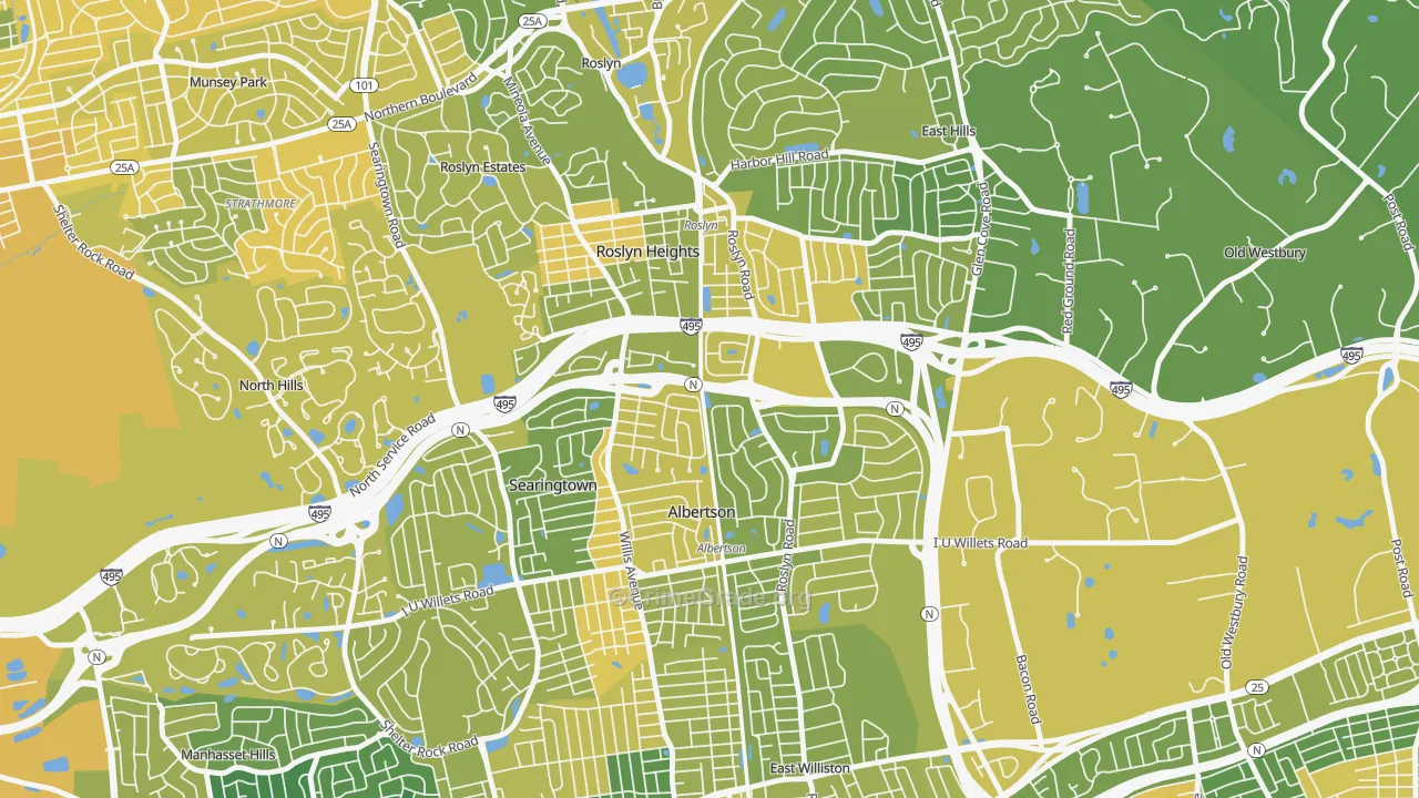 Roslyn Heights, NY Map of Vandalism Rates