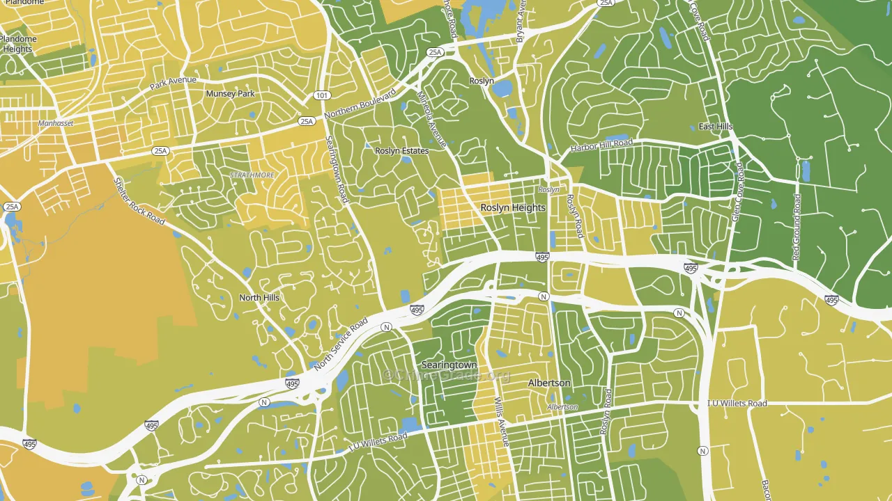 Roslyn, NY Map of Vandalism Rates