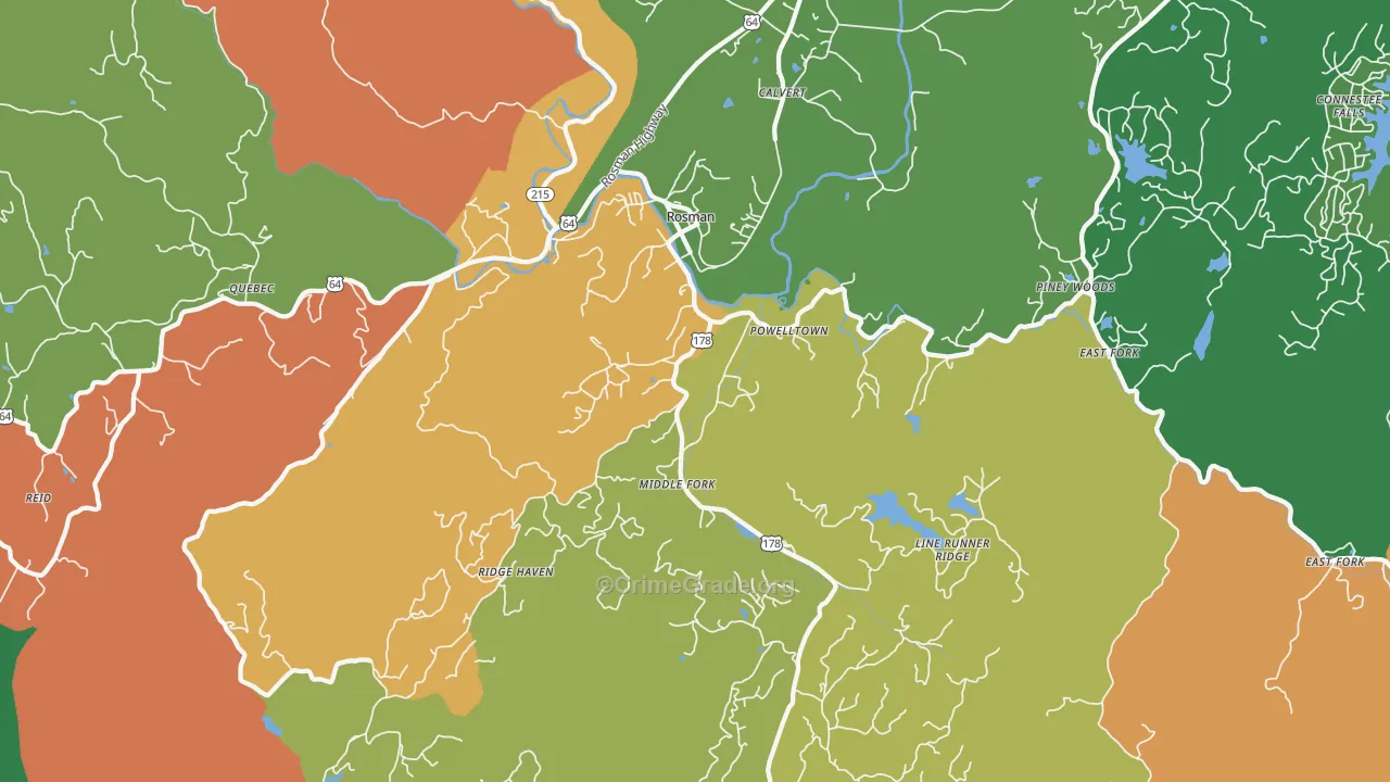 Rosman, NC Map of Vandalism Rates