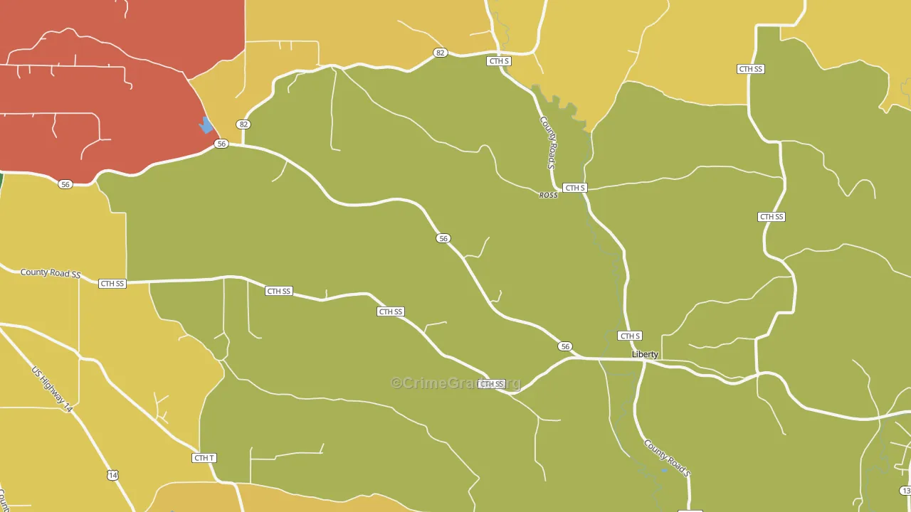 Ross, WI Map of Vandalism Rates