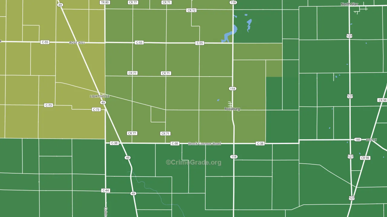 Rossburg, OH Map of Vandalism Rates