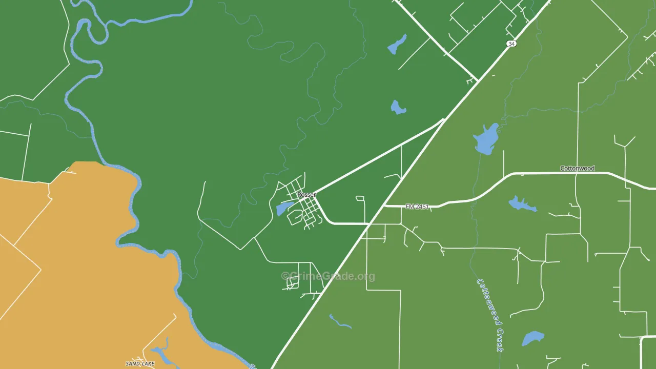 Rosser, TX Map of Vandalism Rates