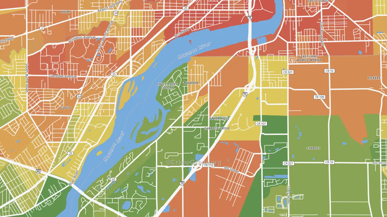 Rossford, OH Map of Vandalism Rates