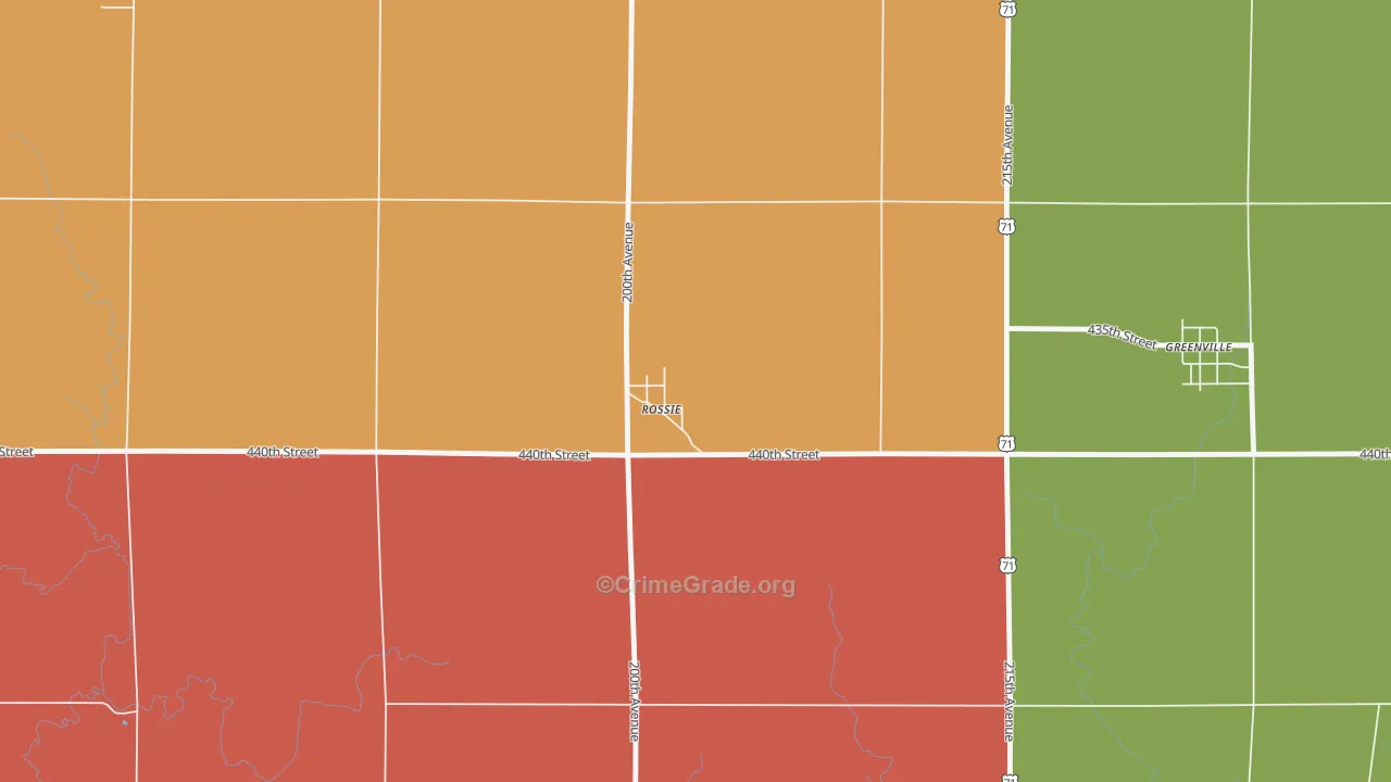 Rossie, IA Map of Vandalism Rates