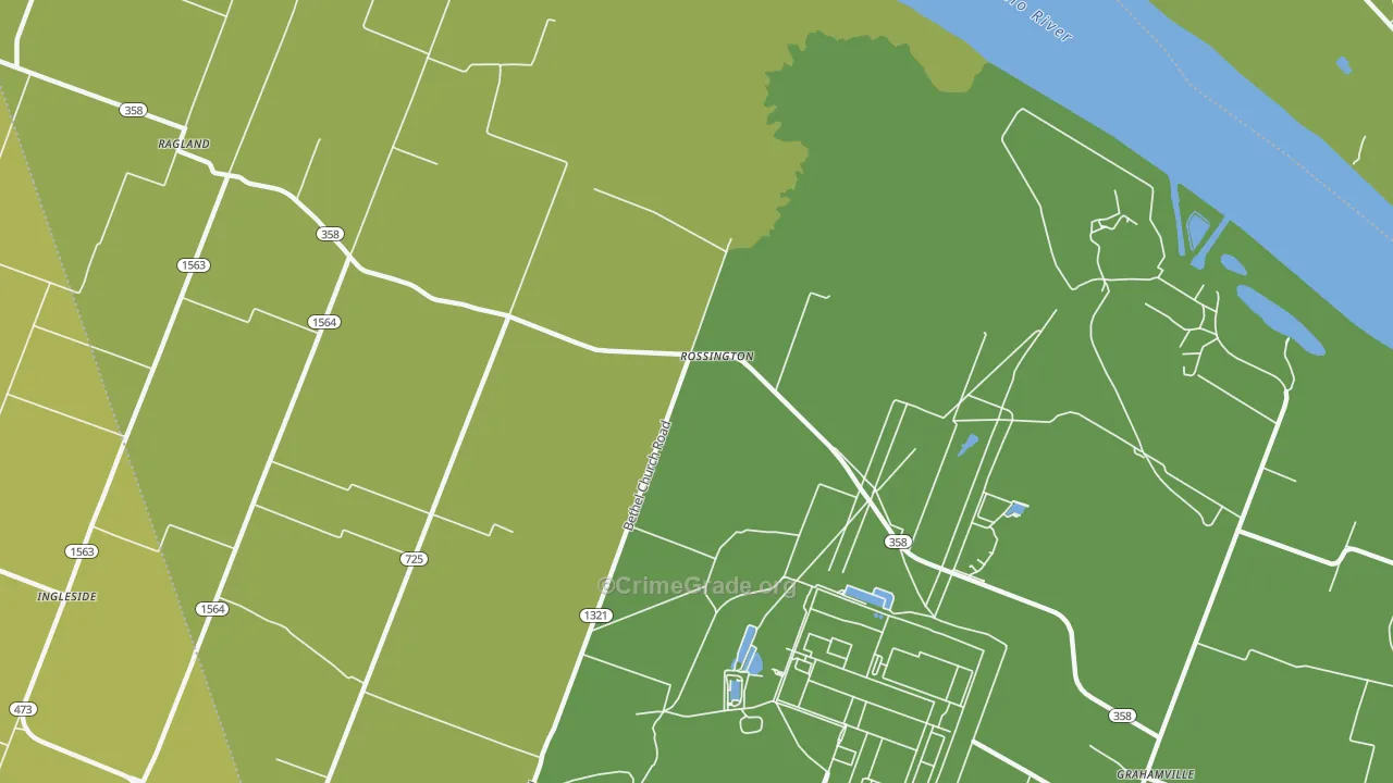 Rossington, KY Map of Vandalism Rates