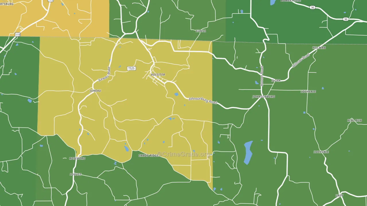 Rossiter, PA Map of Vandalism Rates