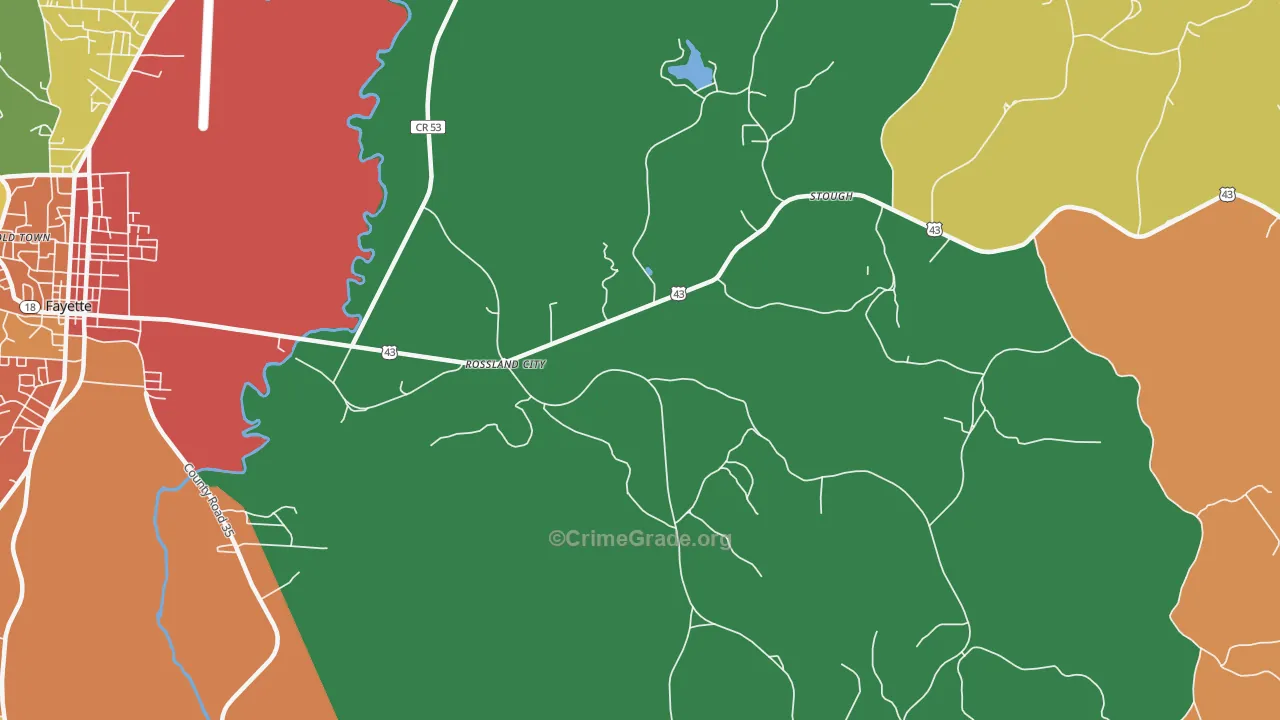 Rossland City, AL Map of Vandalism Rates