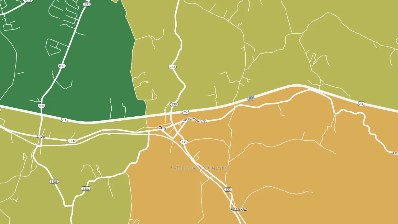 Rossland, KY Map of Vandalism Rates
