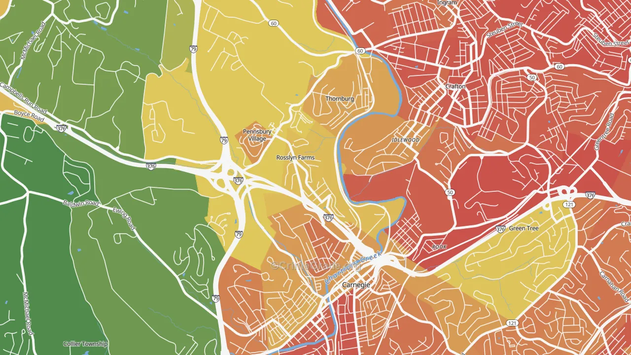 Rosslyn Farms, PA Map of Vandalism Rates